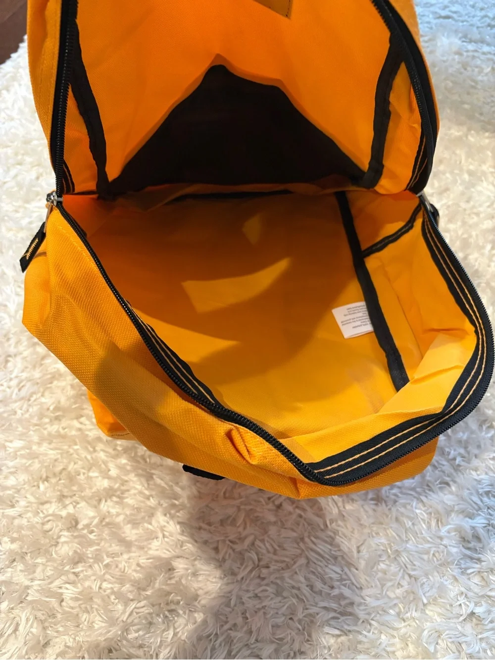 Unisex Backpack Bookbag Citrus Sherbet Orange Front Zip Pocket Black Detai